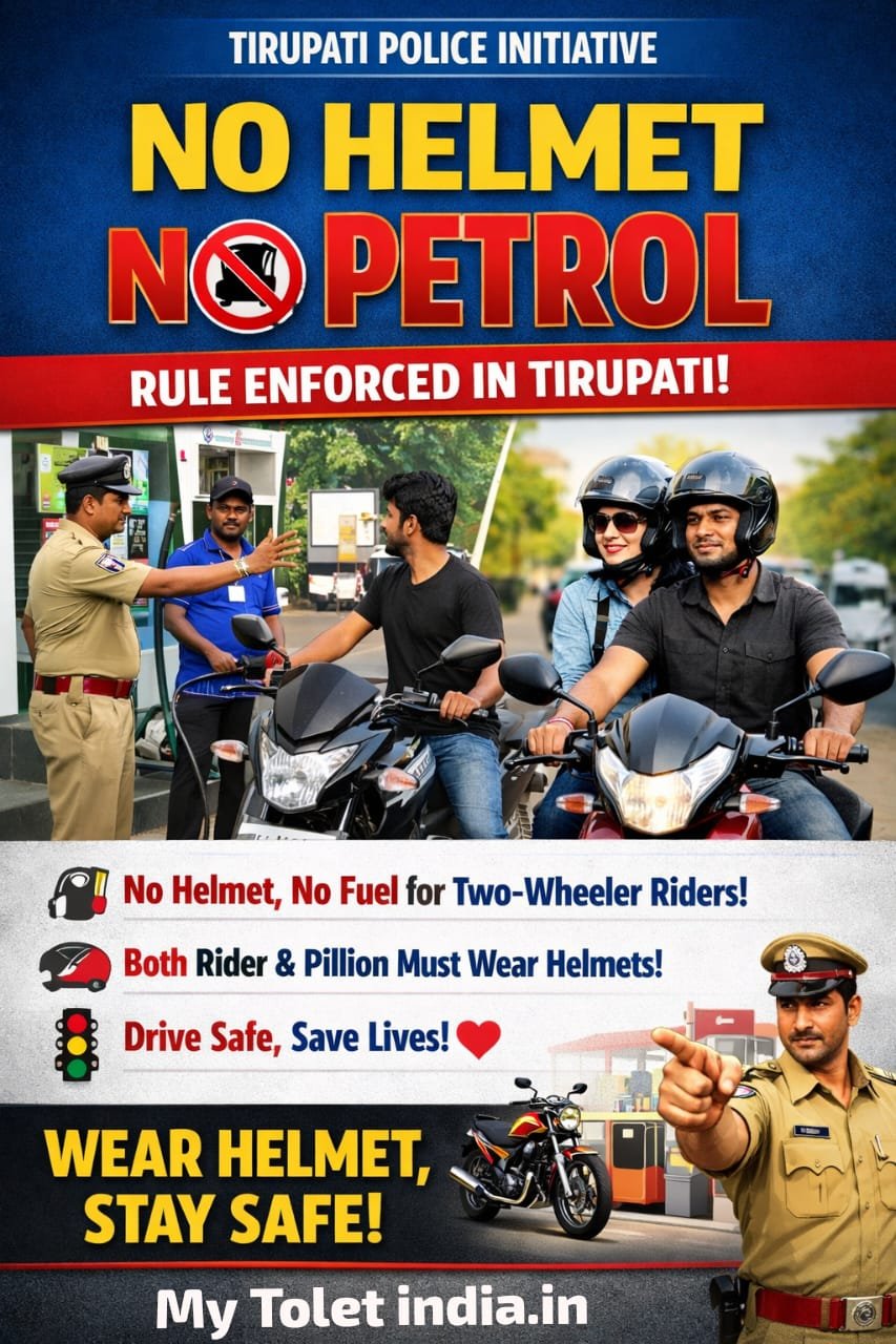 No Helmet – No Petrol Rule Implemented in Tirupati